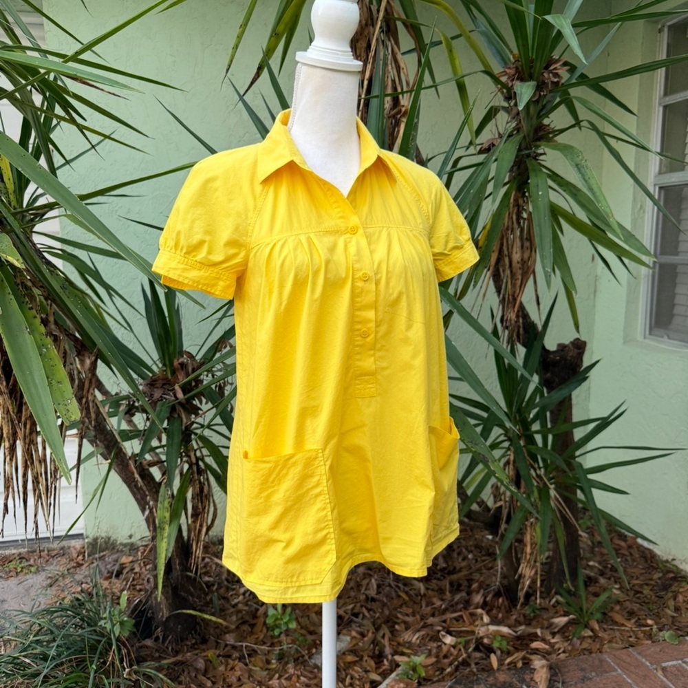 Theory Yellow Short Sleeve Blouse